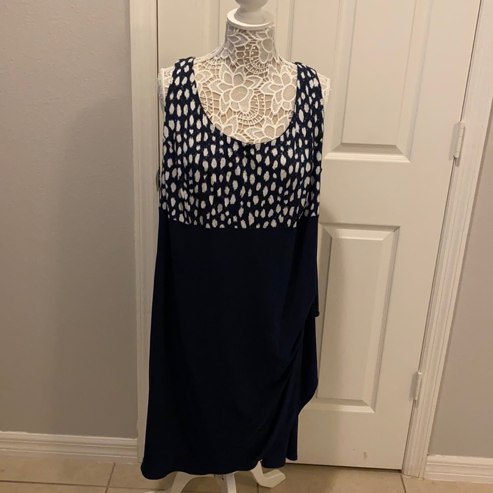 Beautiful plus size navy & white sequin top dress
